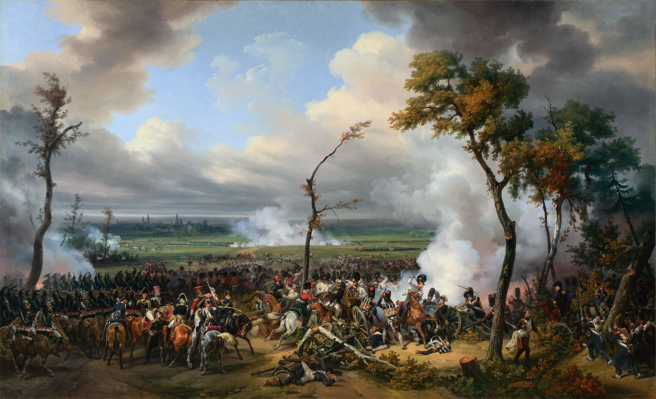 Битва при Ганау. Французская артиллерия выдвигается из леса. Битва при Ганау